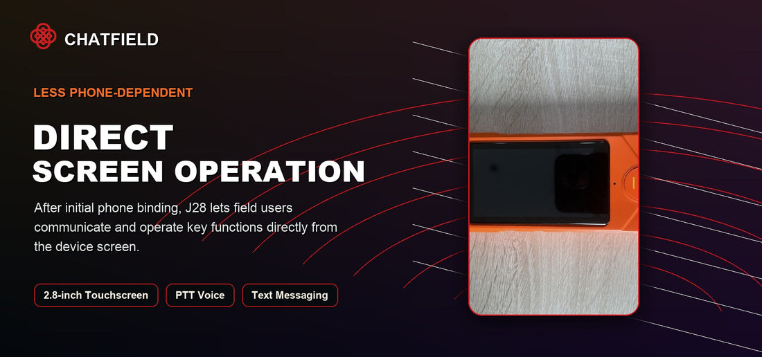 ChatField J28 screen-based off-grid PTT radio operation
